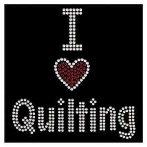 Rhinestone Iron on I love Quilting