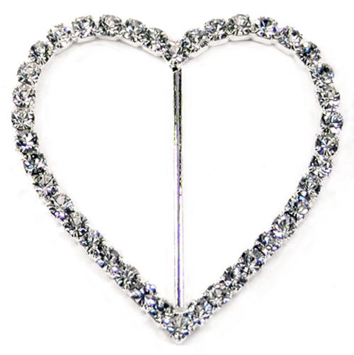 Diamante Buckle Heart Sliver 40mm