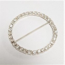 Diamante Buckle Round Sliver 65mm