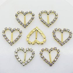 Gold Diamante Buckle Heart 25mm