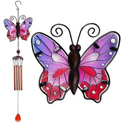 Butterfly Wind Chime Mosaic Glass