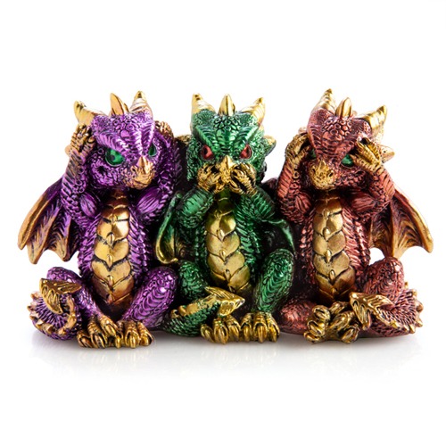 Baby Dragon Statue See No Evil