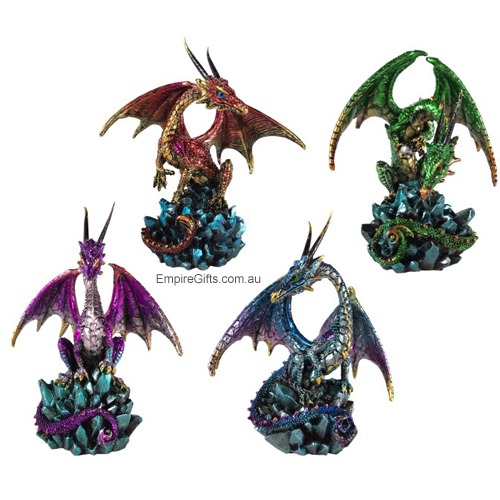 Dragon Statue Guarding Crystals Collectible