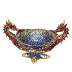 Two Headed Dragon Bowl Statue Collectible